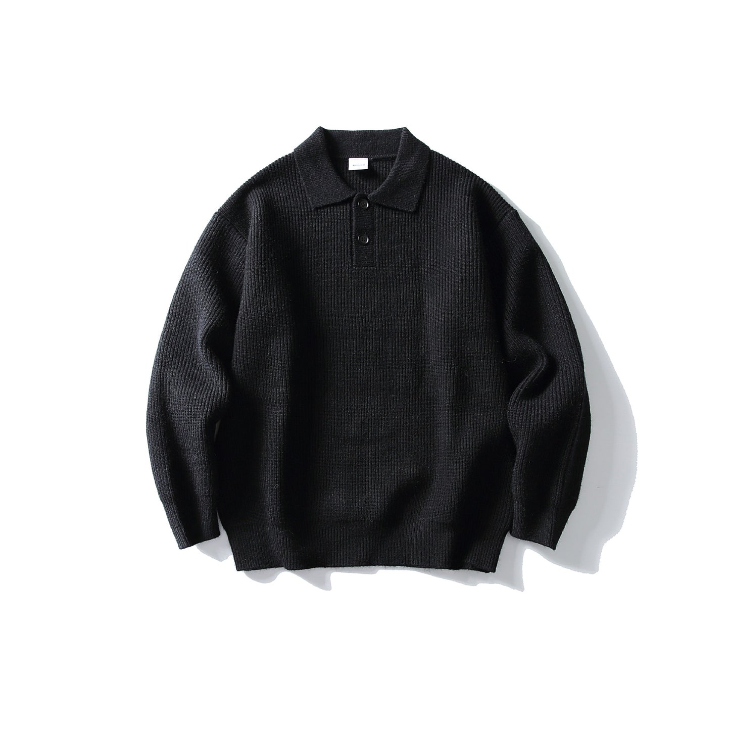 Preppy Style Simple Solid Color Loose Polo Neck Pullover Sweater