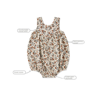 Summer Baby Diaper Cover Cotton Breathable Romper Nordic Style Floral Sleeveless Onesie