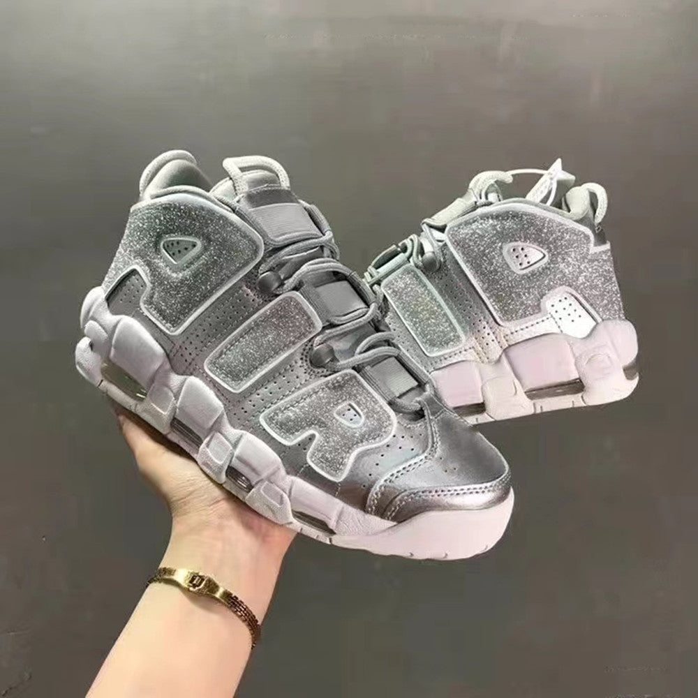 Giant Air Panda Liquid Silver Running Air Cushion Thick Sole Men's Shoe Basketball Shoe