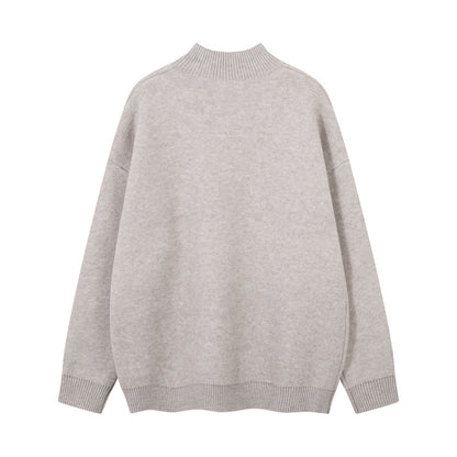 Original High Street Streetwear Cool Dual-Zipper Decorative Design Stand Collar  Lazy Style Sweater