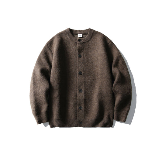 Buttoned Cardigan Sweater Men's Elegant Simple Loose Solid Color Knitwear