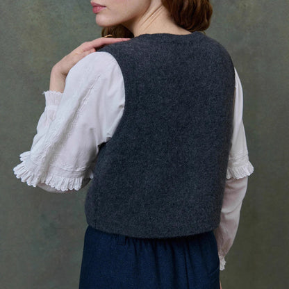 Lace Knit Vest with Floral Embroidery V-Neck Sleeveless Cardigan Slim Fit Knit Top