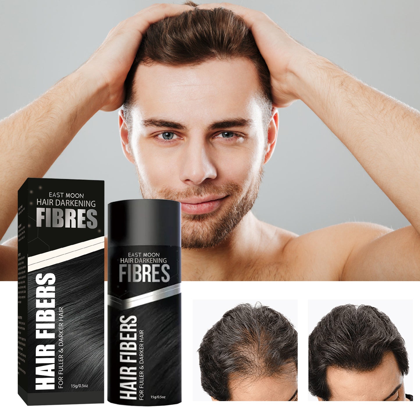 East Moon Hair Thickening Fiber Powder, Multi-Functional Hair Color Filler Hair Seam Hairline Powder