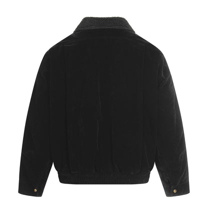 Retro Men's Down Jacket, Turn-Down Collar Patchwork Coat, Trendy Brand Loose Fit, Casual Men's Outerwear