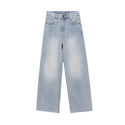 Trendy Washed Distressed Bleached Slim Straight Leg Floor-Length