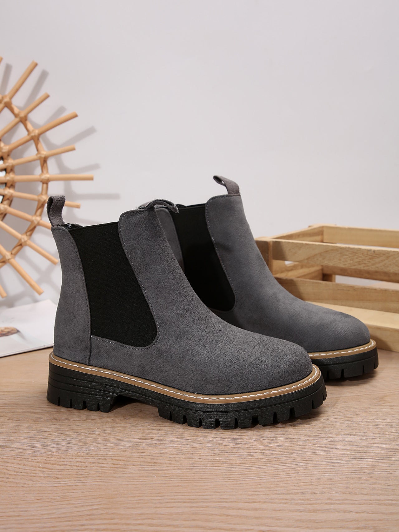 Matte Martin boots round toe oversized shoes
