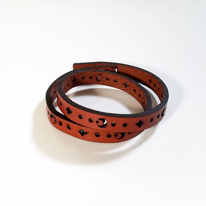 Leather Double Wrap Bracelet - sun & moon