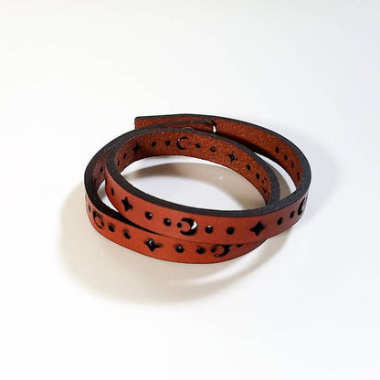 Leather Double Wrap Bracelet - sun & moon