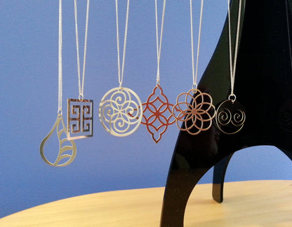 Spiral Circle Pendant & Earrings in Stainless Steel