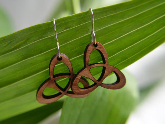 Celtic Trinity Knot Earrings in wood