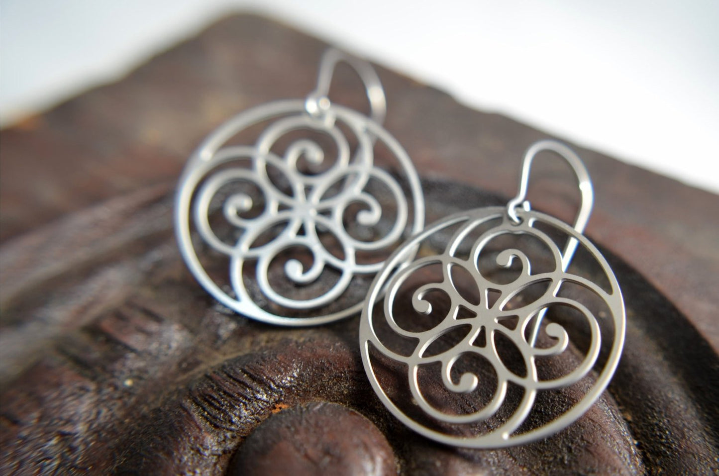 Spiral Circle Earrings in stainless steel