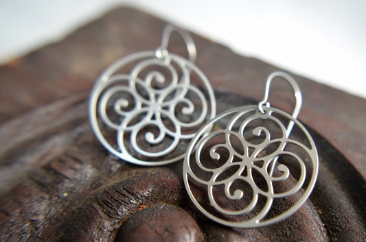 Spiral Circle Earrings in stainless steel